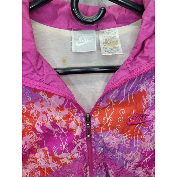 Vtg Nike Pink Spell Out Swoosh Abstract Print Jacket 90s Women’s SZ‎ M 10/12 - Picture 8 of 12